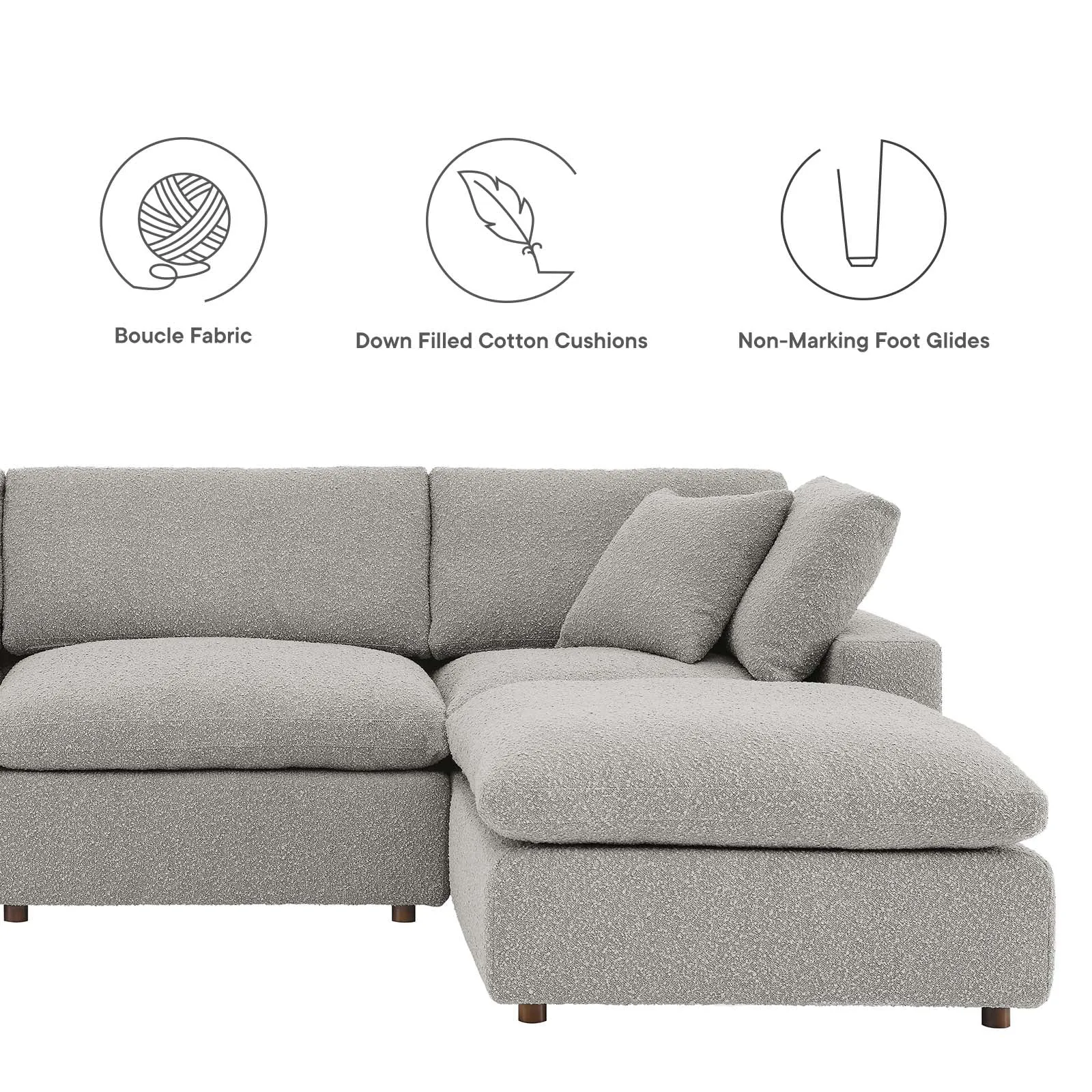 Commix Down Filled Overstuffed Boucle Fabric 4-Piece Sectional Sofa by Modway