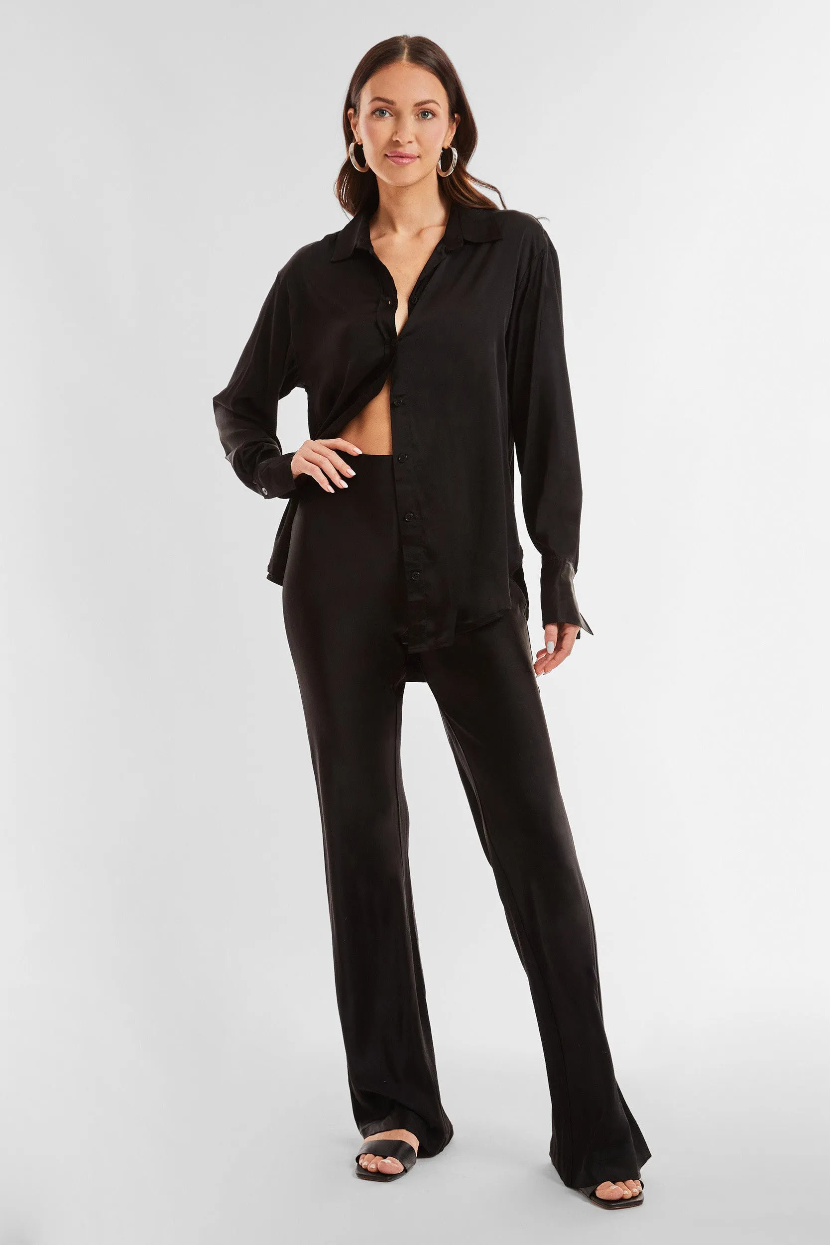 Stella Silky Wide Leg Pant - Black