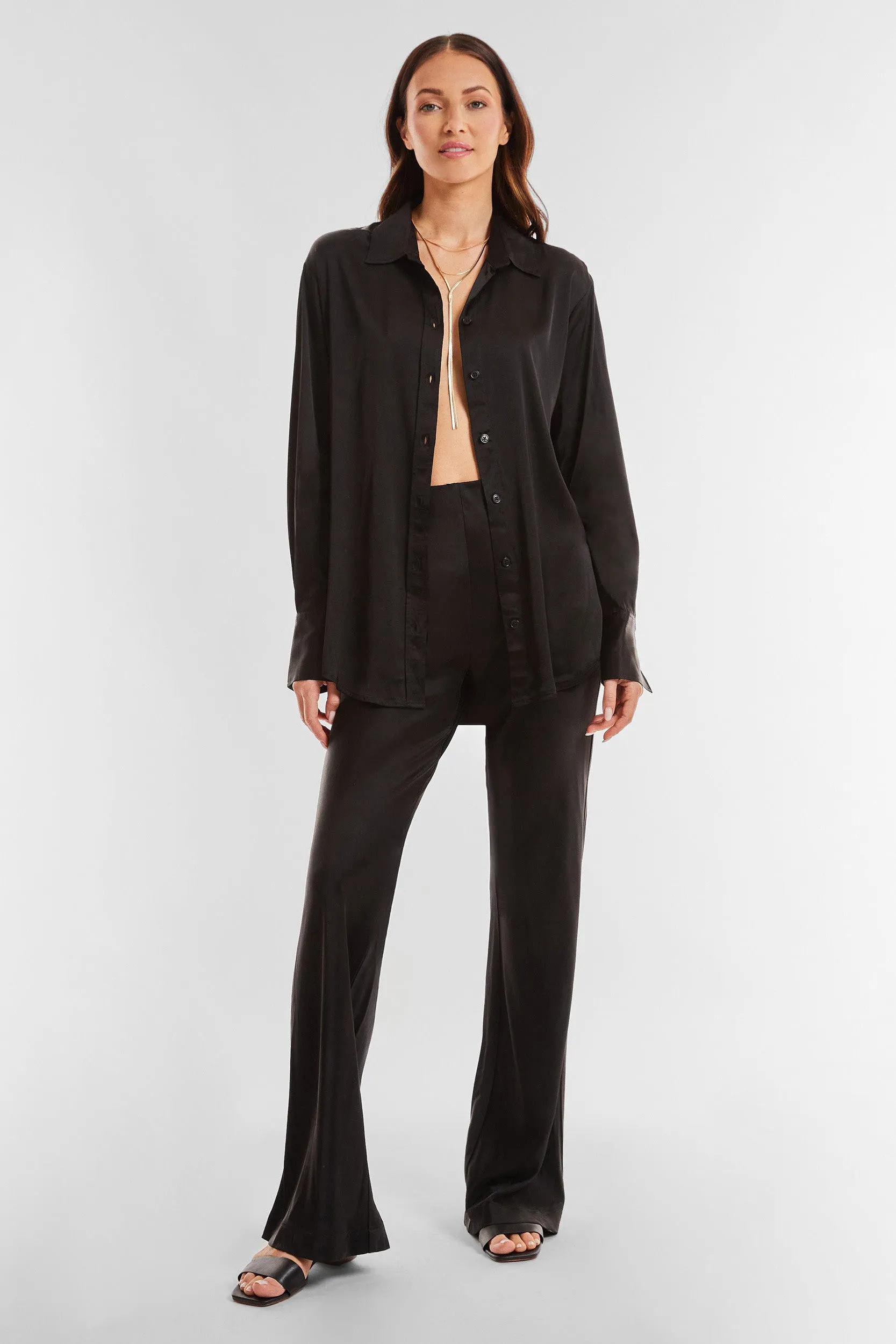 Stella Silky Wide Leg Pant - Black